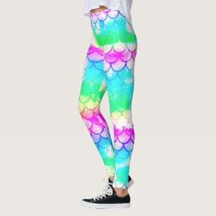 Um belo espectro de cores da sereia leggings