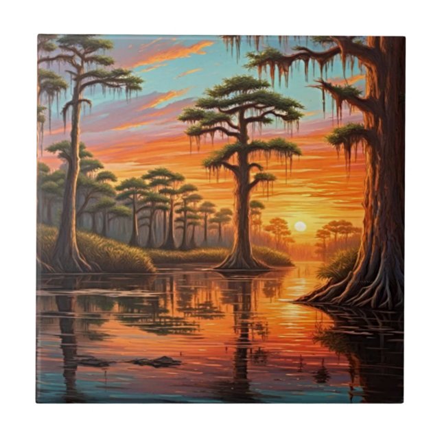 Um belo pôr do sol no Bayou (Frente)