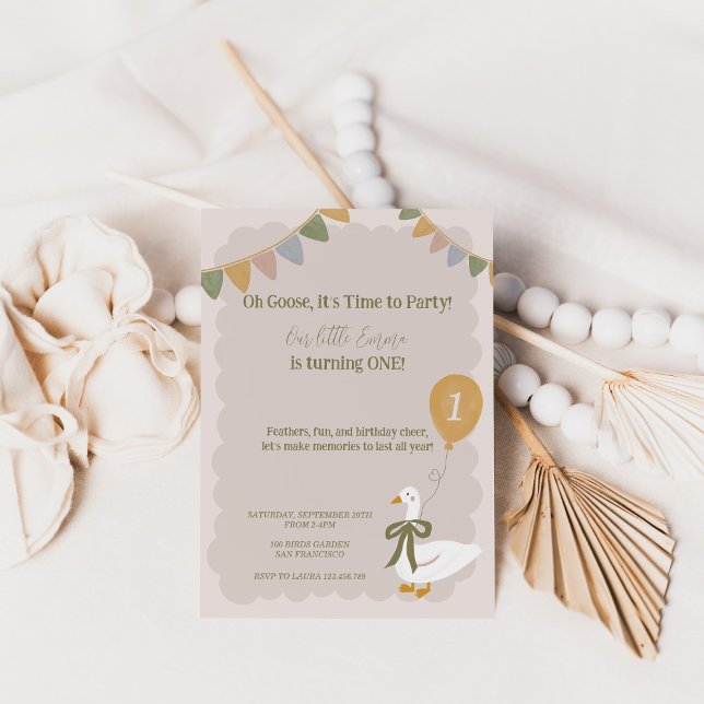 Um Bobo Goose Pastel Convite de Aniversário (Criador carregado)