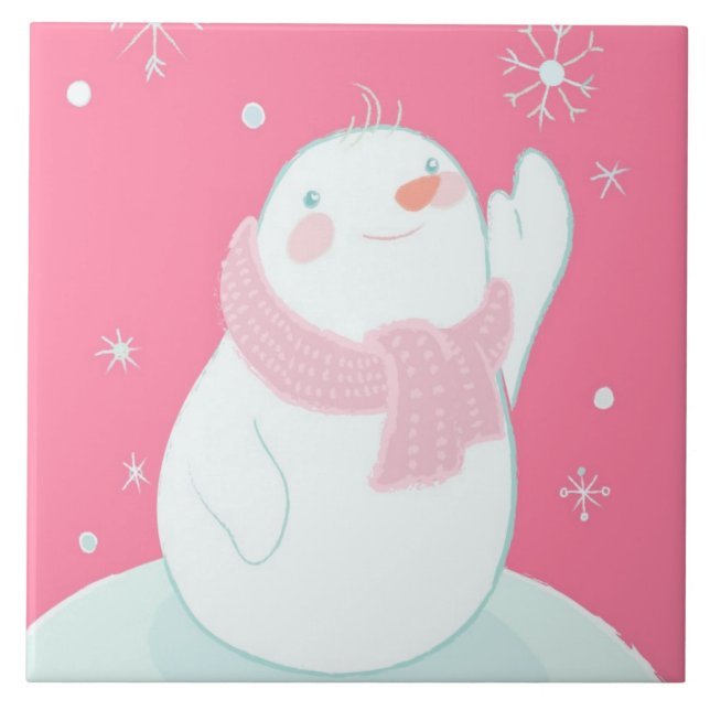 Um boneco de neve que alcança para um floco de (Frente)