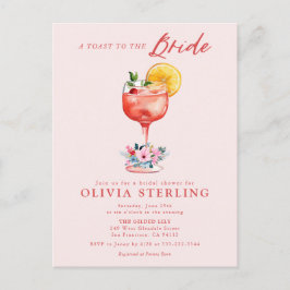 Um Brinde À Noiva Convite Rosa de Chá de Panela