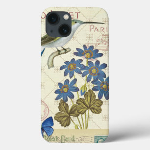 Um buquê de flores, de pássaros e de borboletas