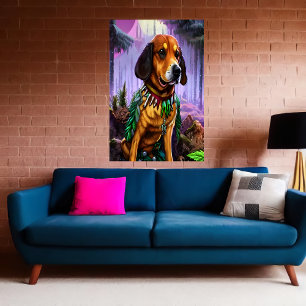 Um cachorro marrom na floresta AI Art Poster