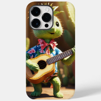 Um cacto vestindo camisa do Havaí e tocando aculel