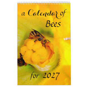 Um Calendário de Abelhas para 2027 - 11 x 14¼ Pole