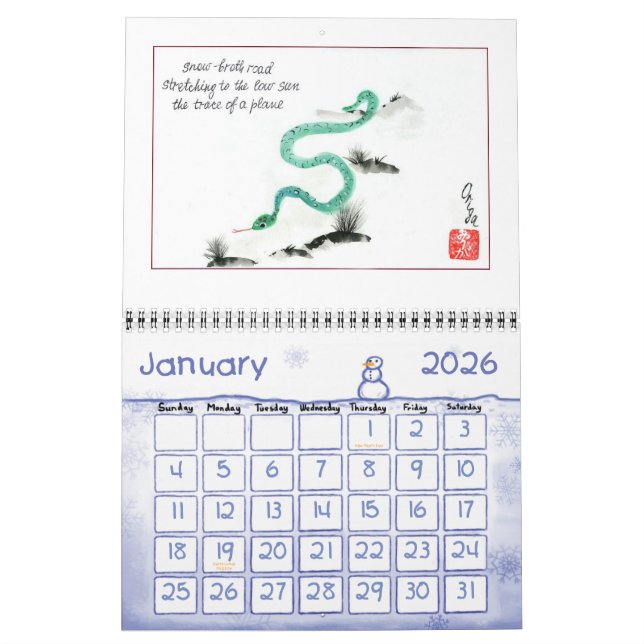 Um calendário de haiga original por Origa. (Jan 2026)