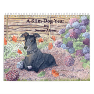 Um calendário magro do ano do cão