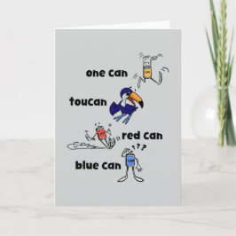 Um Can Toucan Vermelho Lata Azul Cartão