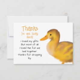 Um cartão de agradecimento de um pato sortudo