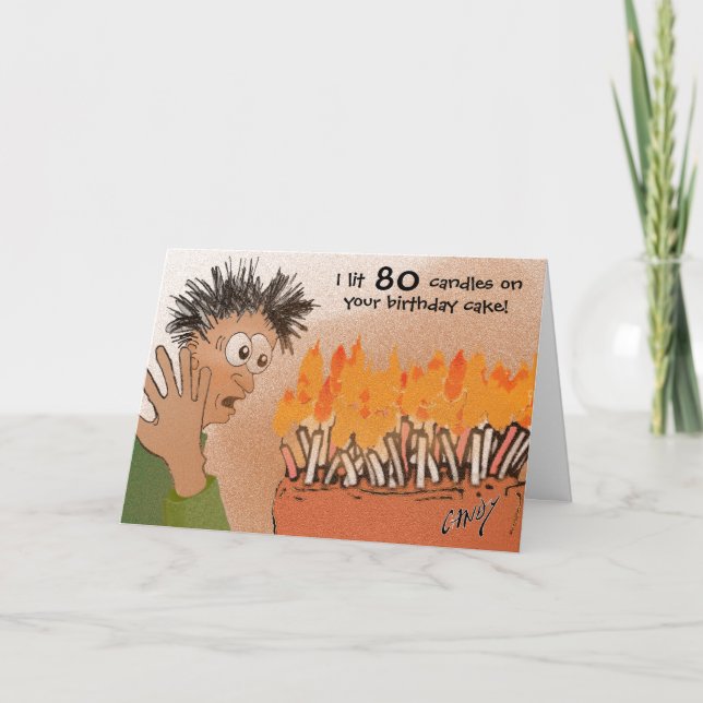 Um cartão de aniversário de 80 engraçado. (Frente)