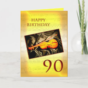 Um cartão de aniversário de 90 musical com violi