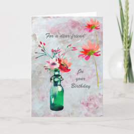 Um Cartão de Aniversário Floral Bonito, Amigo Espe