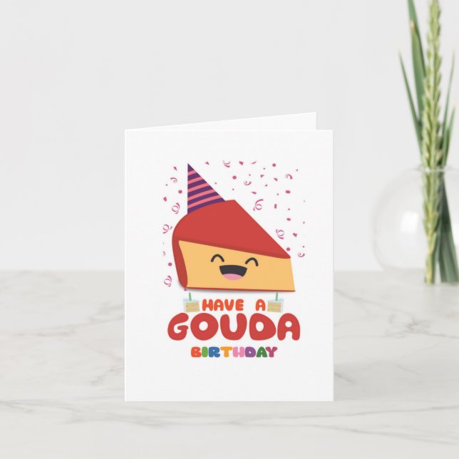 Um Cartão de Aniversário Gouda Puns (Frente)