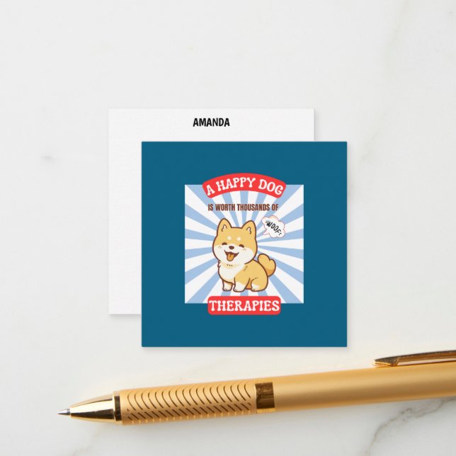 Um cartão de cachorro feliz e fofo (Frente/Verso In Situ)