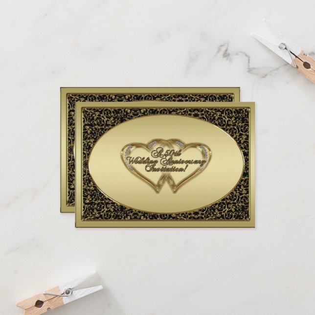 Um cartão de convite de RSVP de aniversário de 50  (Frente/Verso In Situ)