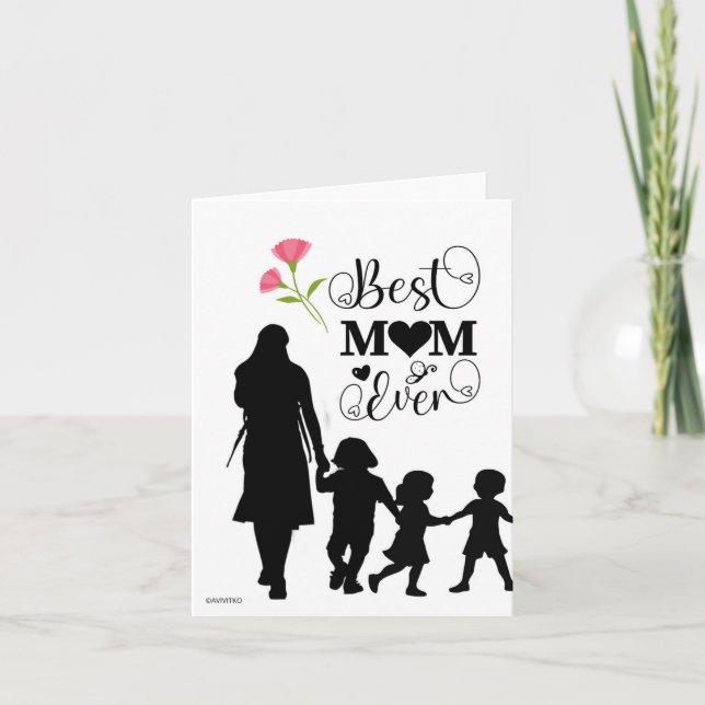um cartão de dia das mães preto e branco (Frente)
