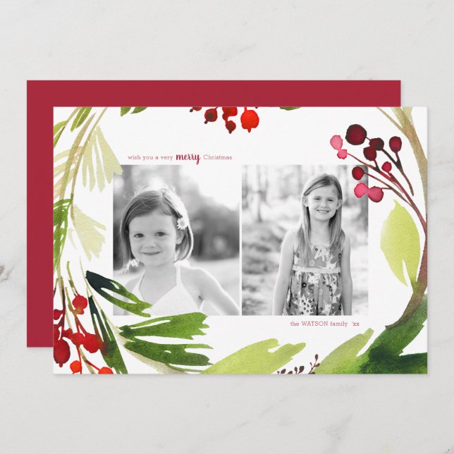 Um Cartão de Férias de Natal Botânico 2 (Frente/Verso)