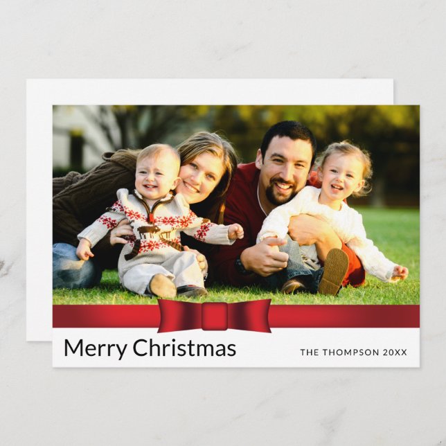 Um Cartão de Férias Plana de Natal com Foto (Frente/Verso)