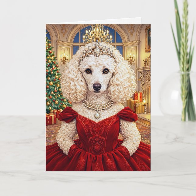 Um cartão de Natal de um Poodle (Frente)