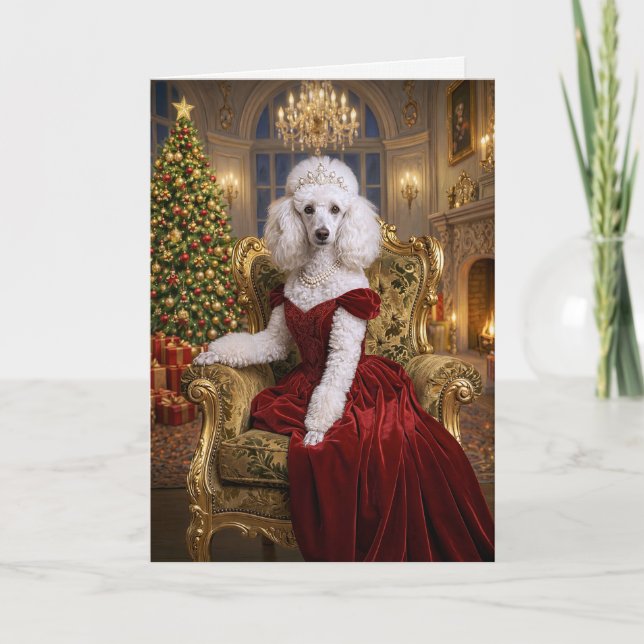 Um cartão de Natal de um Poodle (Frente)