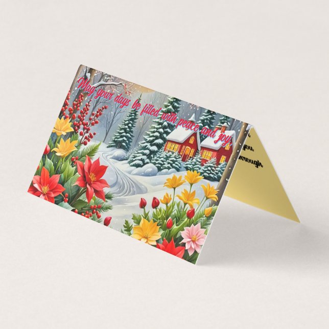 Um cartão de Natal vibrante para jardim de flores (Frente)