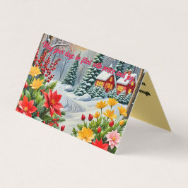 Um cartão de Natal vibrante para jardim de flores