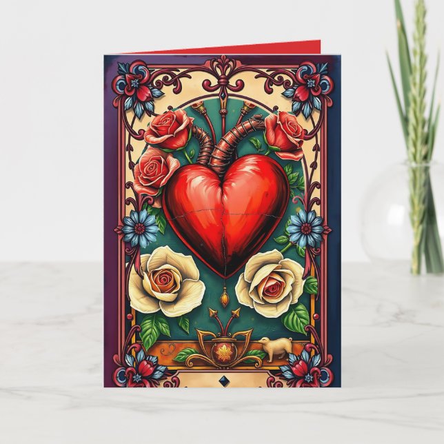 Um Cartão de Nota Dobrada Grande do Coração (Frente)