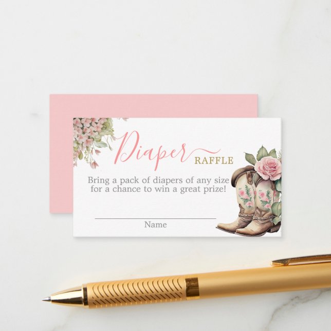 Um Cartão de Raffle para Chá de fraldas de Garota- (Frente/Verso In Situ)