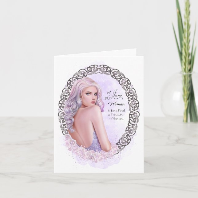 Um Cartão de Saudação de Mulher Junho (Frente)