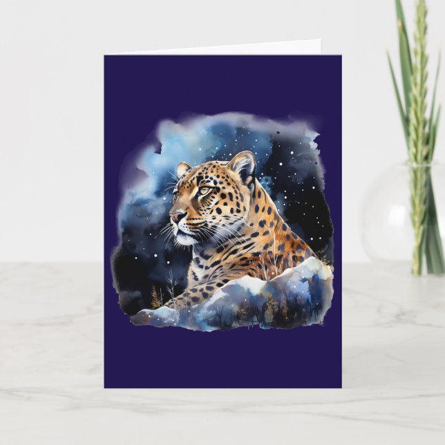 Um cartão de um Leopardo à Noite #1 (Frente)