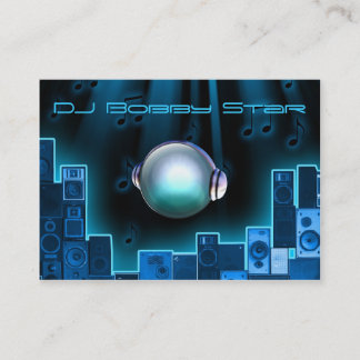 Um cartão de visita azul legal do laser do DJ com