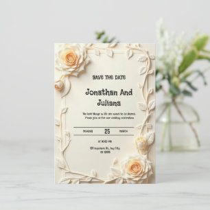 Um cartão decorado com flores em relevo ou impress