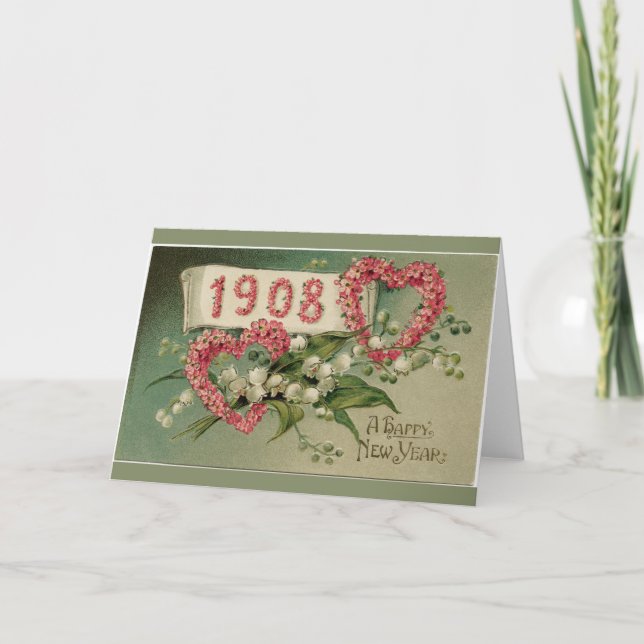 Um cartão do Victorian do feliz ano novo (Frente)