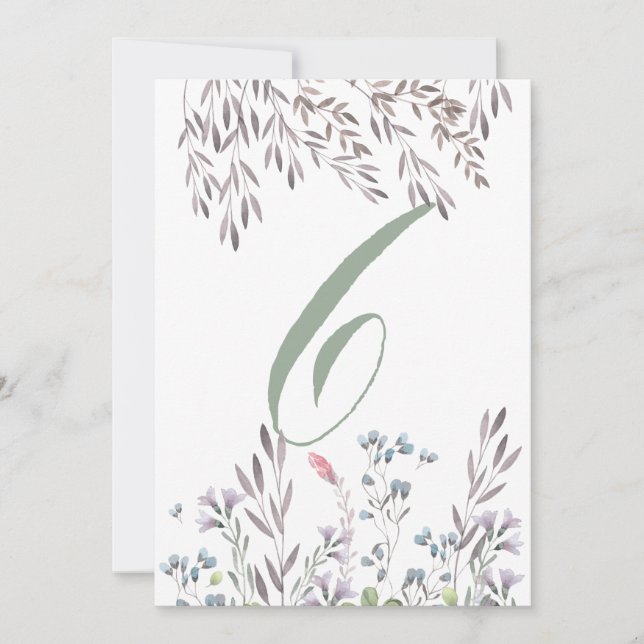 Um Cartão Duplo A Wildflower Wedding Table No. 6 (Frente)