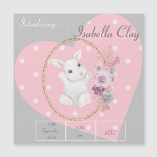 UM CARTÃO MAGNÉTICO DE ANÚNCIO DE NASCIMENTO PERSO