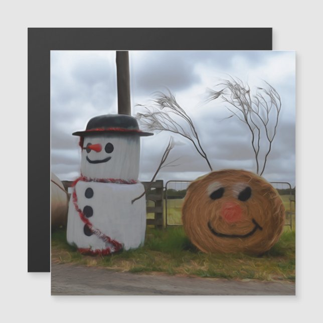 Um Cartão Magnético de Natal para fazendeiros (Frente/Verso)