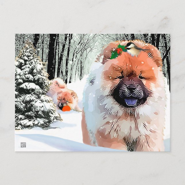 Um cartão postal de férias do DIA DE NEVE Chow (Frente)