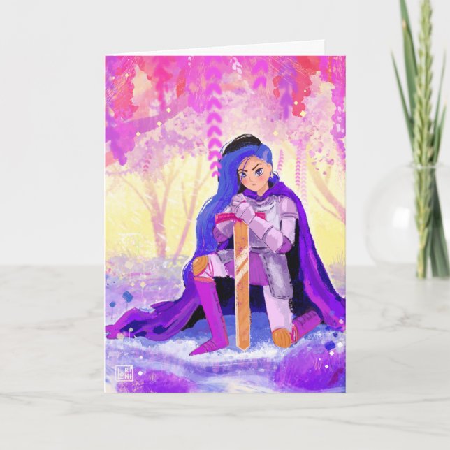 Um cartão postal de uma bela dama cavaleira com ca (Frente)