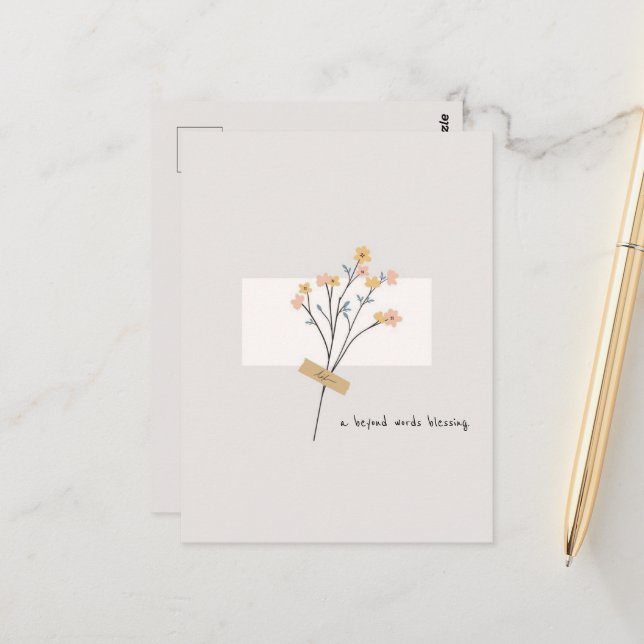 Um cartão postal minimalista de abençoação (Frente/Verso In Situ)