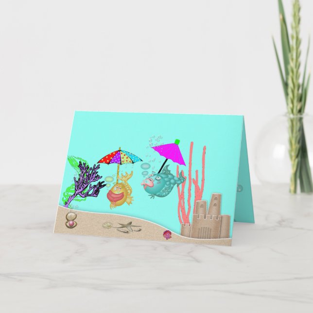 Um Cartão Saudável "Só Porque" com 2 Peixes Engraç (Frente)