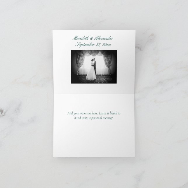 Um Cartões de agradecimentos de Casamento Verde Em (Interior)