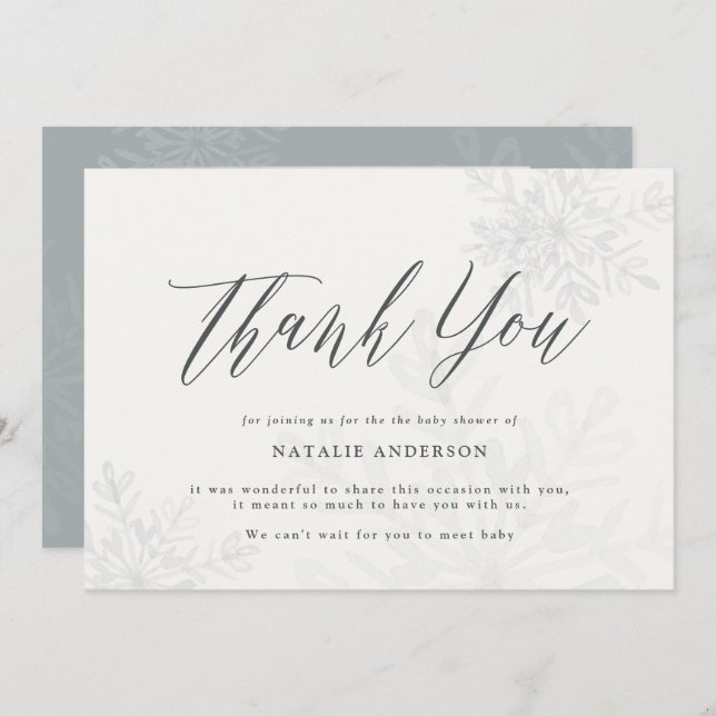 Um cartões de agradecimentos de chá de fraldas com (Frente/Verso)