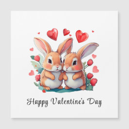 Um casal de coelhos engraçados de aquarela