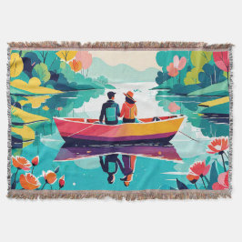 Um casal num barco num lago - Jogar cobertor