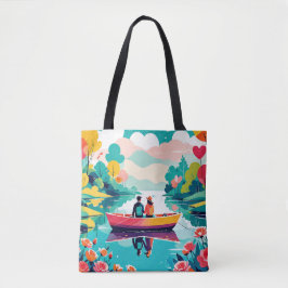 Um casal num barco num lago - Saco de Tote