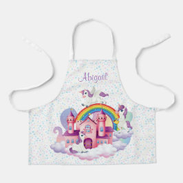 Um castelo colorido, cantos do arco-íris unicórnio