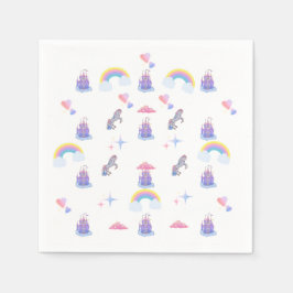 Um castelo de conto de fadas e guardanapos de unic