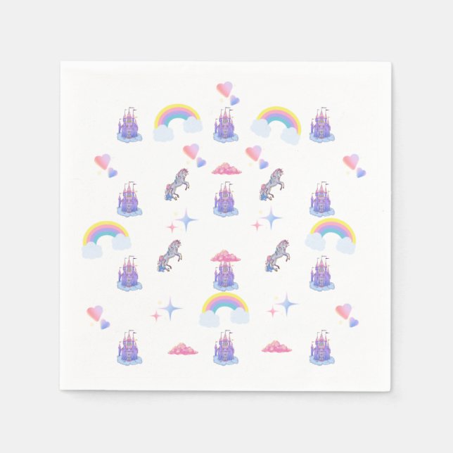 Um castelo de conto de fadas e guardanapos de unic (Frente)