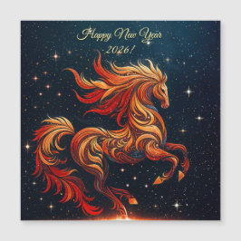 um cavalo flamejante contra um céu estrelado