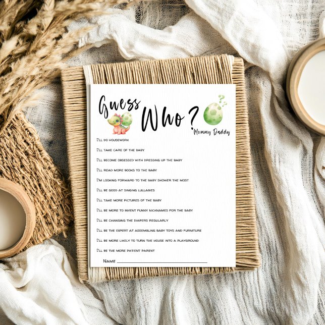 Um Chá de fraldas Bonito De Dinossauro Adivinha Qu (Criador carregado)